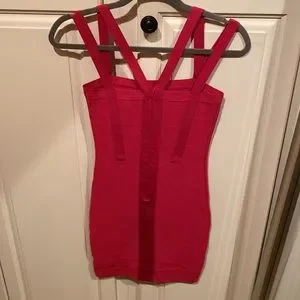 bebe hot pink bandage dress MIDORI MINI BANDAGE DRESS